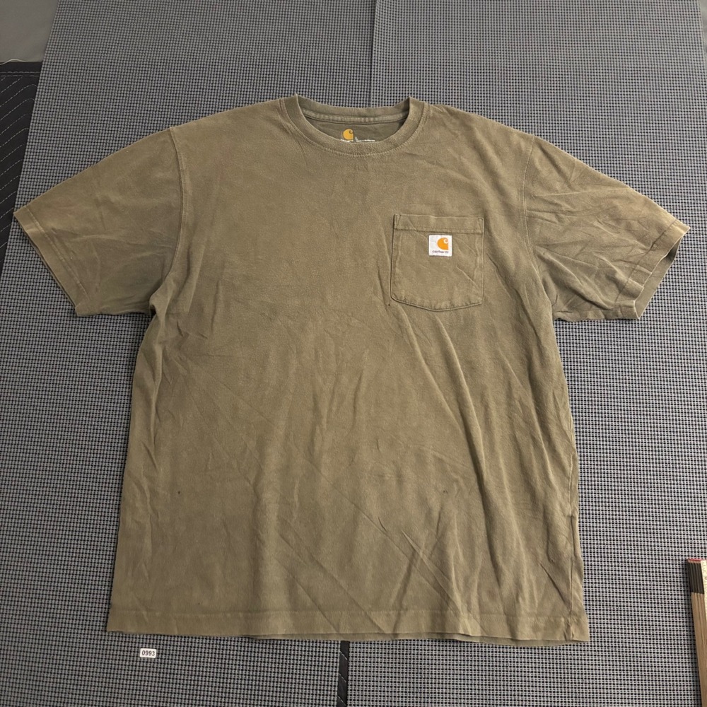 Carhartt K87 Pocket T-Shirt Mens Large Original Fit Brown Olive Workwear Tee